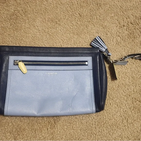Vintage Coach Two-Tone Blue Leather Clutch - Picture 2 of 2
